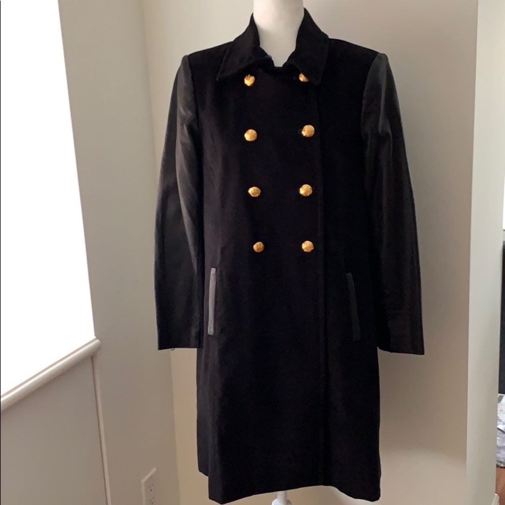NWOT Alice & Olivia velvet and leather midi coat